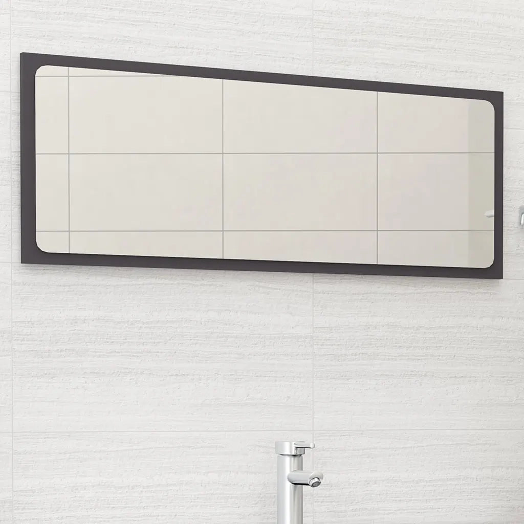 Specchio da Bagno Grigio 100x1,5x37 cm in Legno Multistrato 804632