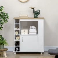 Carrello da Cucina con Armadietto e Ripiani Regolabili, Ruote Girevoli e Freno, 75x39.5x88 cm, Bianco