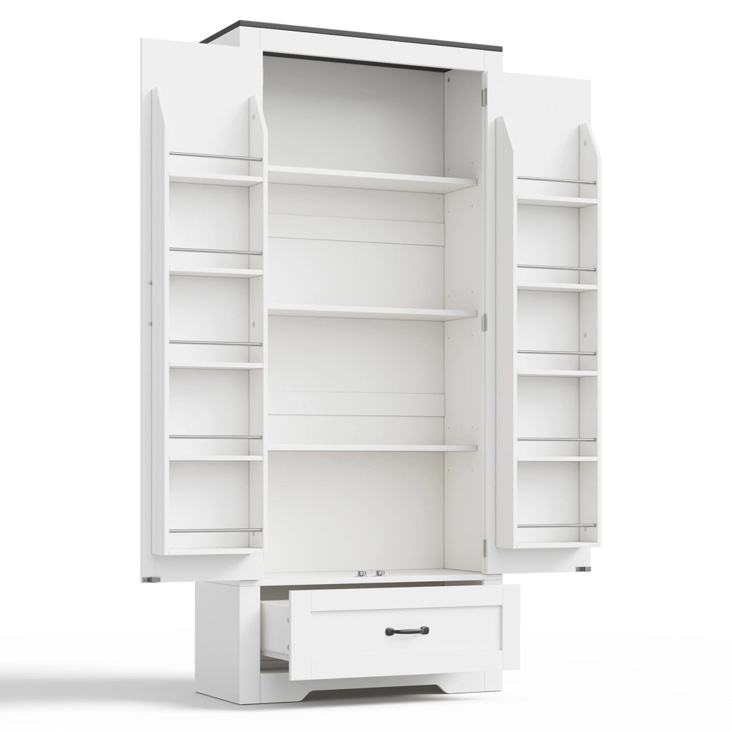 Armadio da cucina 80x35x183 cm con 2 ante e cassetto in MDF bianco