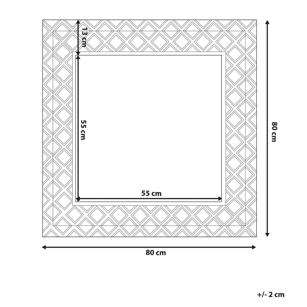 Specchio da parete Decorazione da appendere Argento 80 x 80 cm Cornice orientale Decorazione diamantata