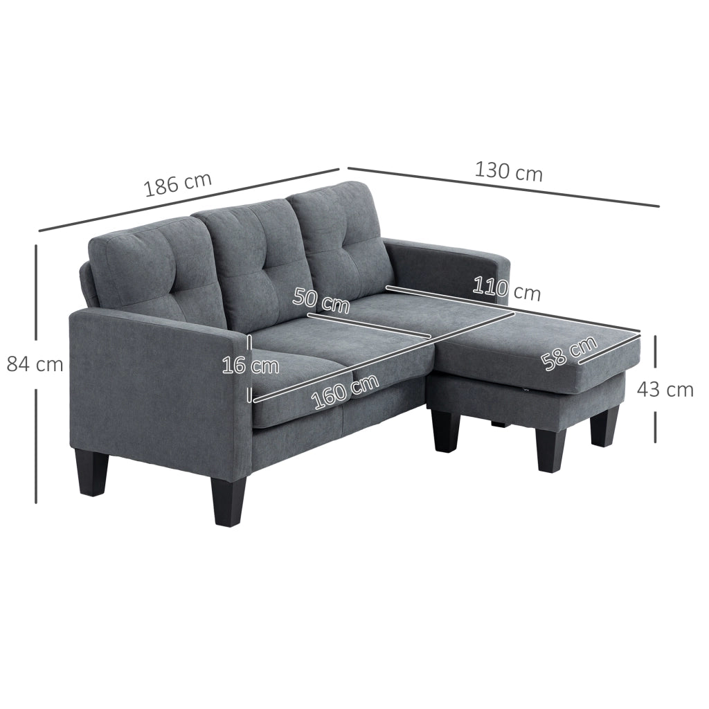 Divano angolare con chaise longue ¨C zephmum ¨C grigio scuro
