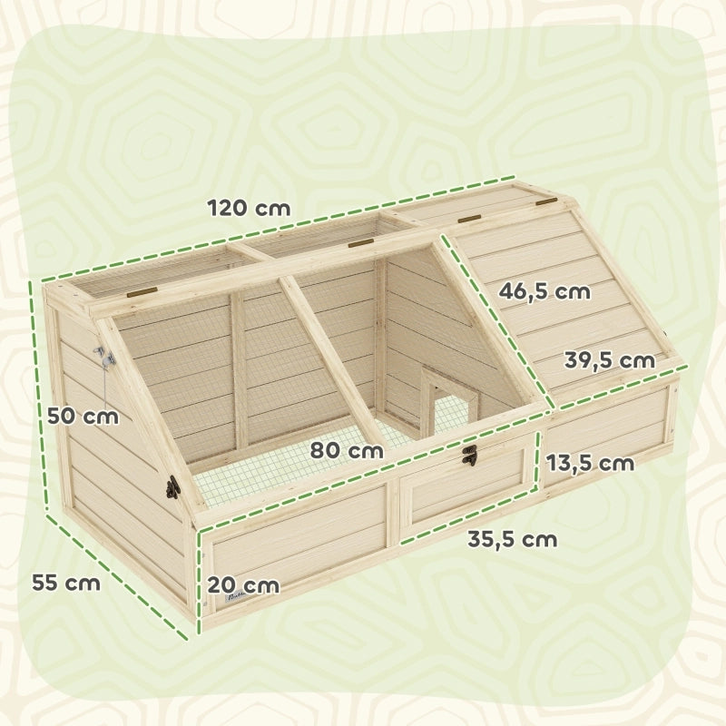 CASA TARTARUGHE Recinto esterno 120x55x20/50 cm Legno naturale