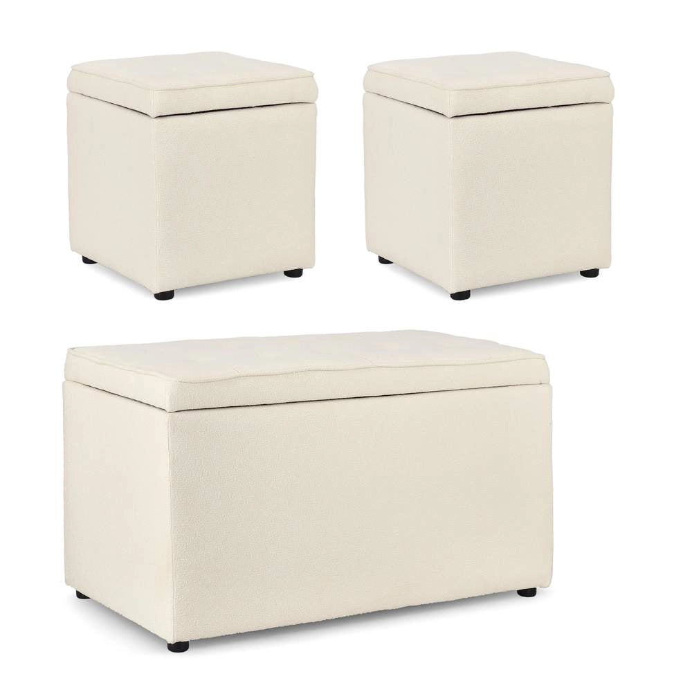 Pouf Contenitore in Legno Bouclé Derrik Bizzotto Colore: Rosa 40 x 40