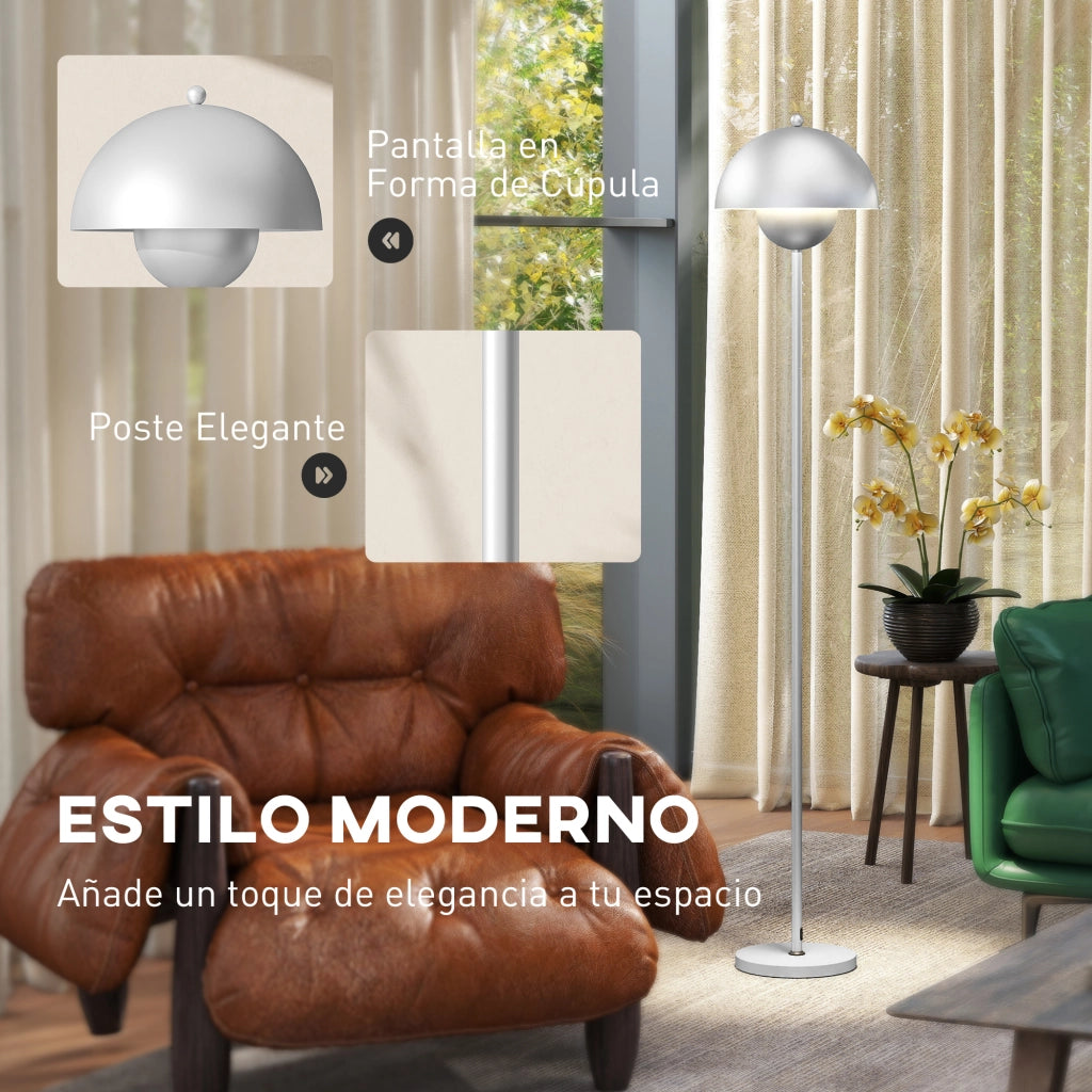 Lampada da terra moderna ¨C Xylo ¨C ?30x155 cm argento con paralume a ciotola