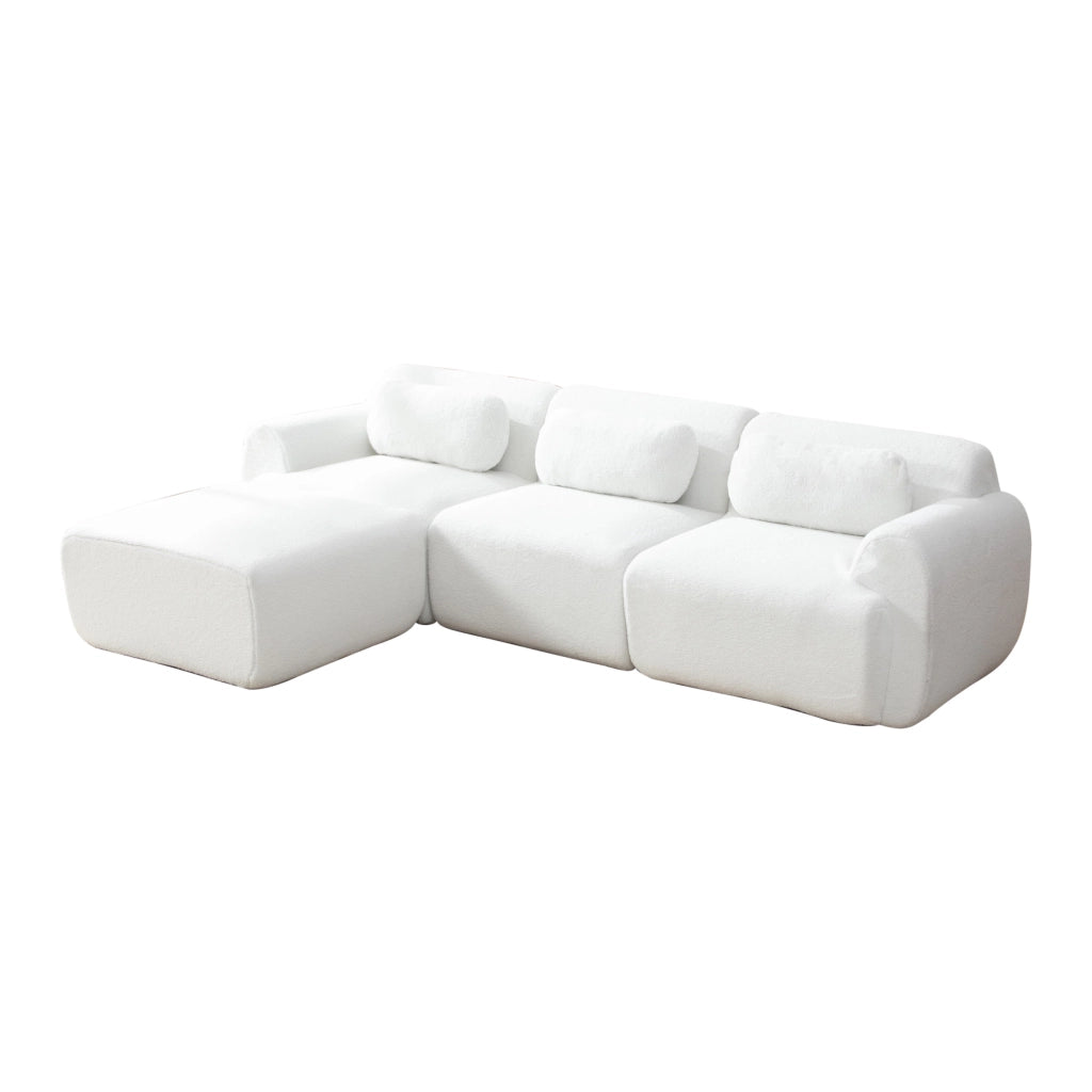 Divano 271x177x71 cm senza montaggio in chenille avorio