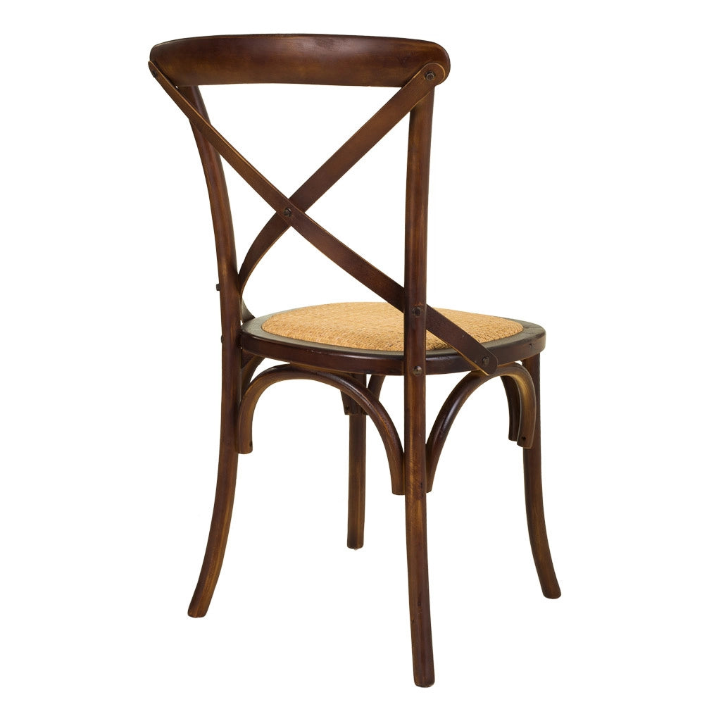 Sedia in legno e seduta in rattan marrone 44x42x46/88h