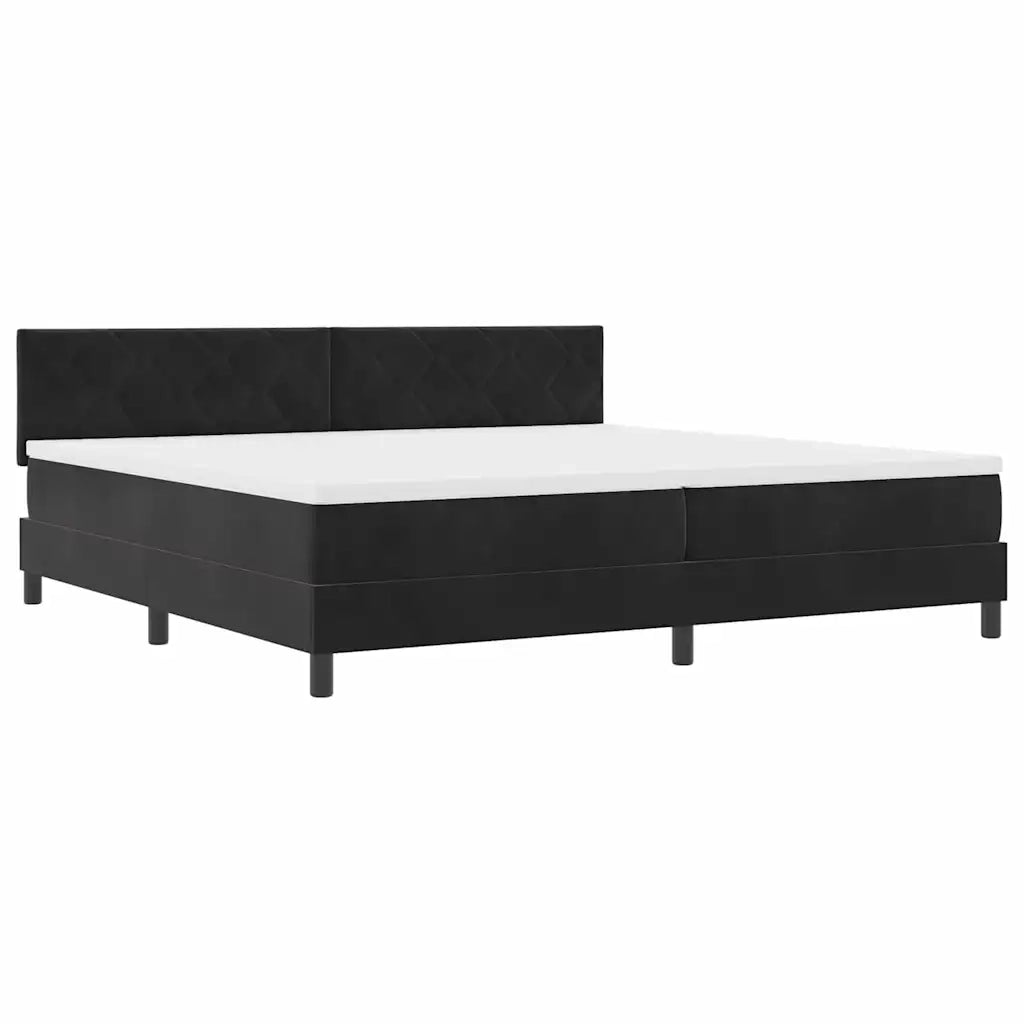 Letto a Sorgente LED con materasso Nero 200 x 200 cm Velluto
