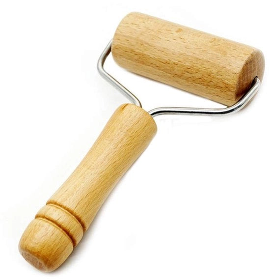 Rotolo per Tartine in Legno - Manico Ergonomico - Acciaio Inossidabile - 19x9,5 cm - Adatto per Torta/Pizza - Facile da Usare