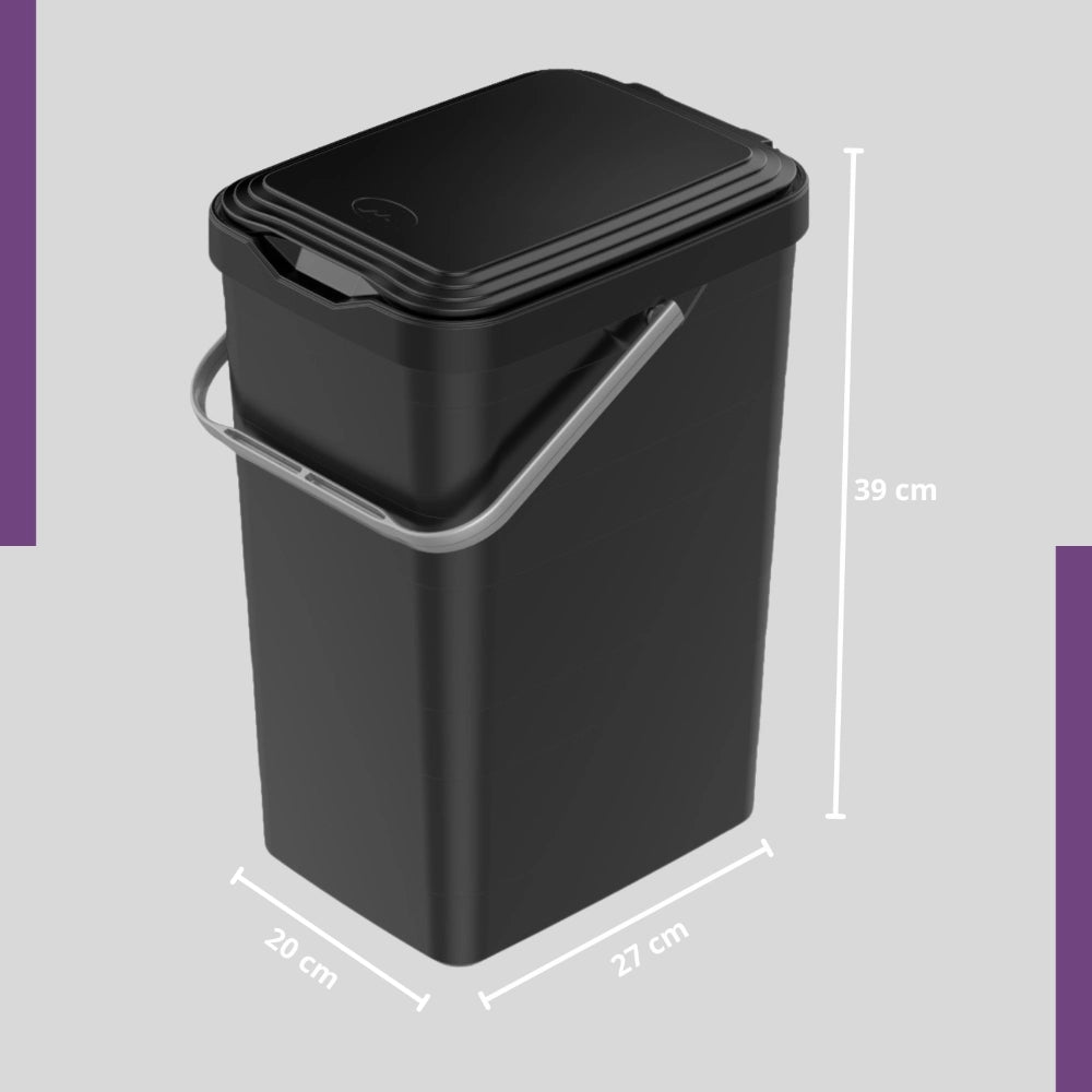 Pattumiera Sottolavello Differenziata per cassetto Cucina 14 Litri Nera 27x20x39H cm