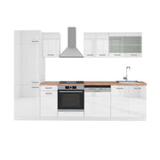 Cucina componibile R-Line Bianco lucido/Bianco 300 cm, PL Rovere Vicco