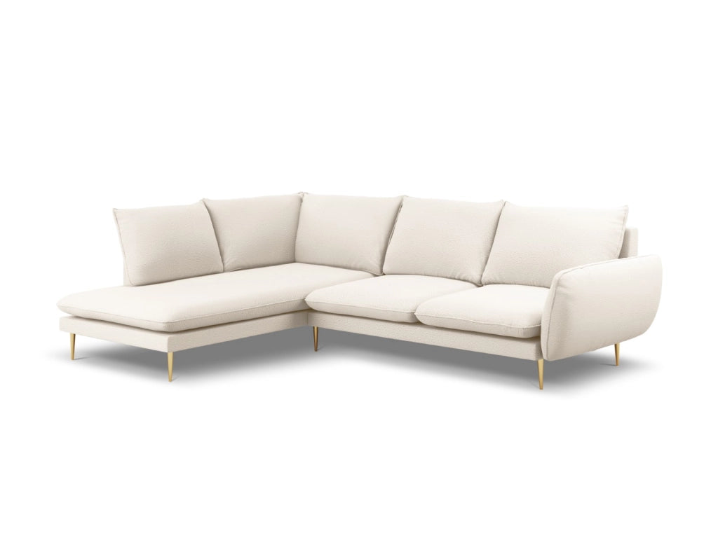 Cosmopolitan Design - Divano angolare sinistro "Vienna" 6 posti in bouclé beige 