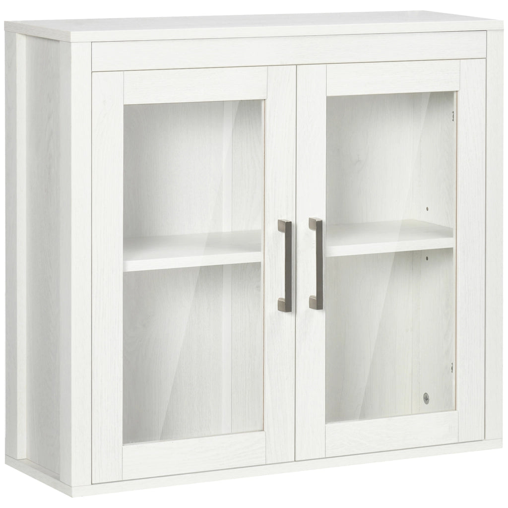 Mobile bagno sospeso con ante in vetro e ripiano regolabile ¨C Xylo ¨C Bianco 60x19,5x54 cm