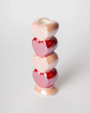 Portacandele Sweet Bloom Pink & Red a Cuori Sovrapposti