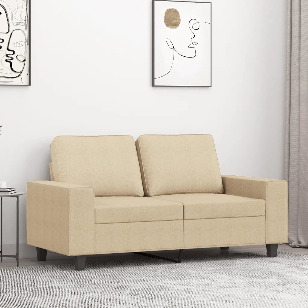 Divano a 2 Posti Crema 120 cm in Tessuto 359385