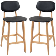 Set 2 Sgabelli da Bar con Schienale 42x47x92 cm Rivestimento Finta Pelle e Poggiapiedi Nero