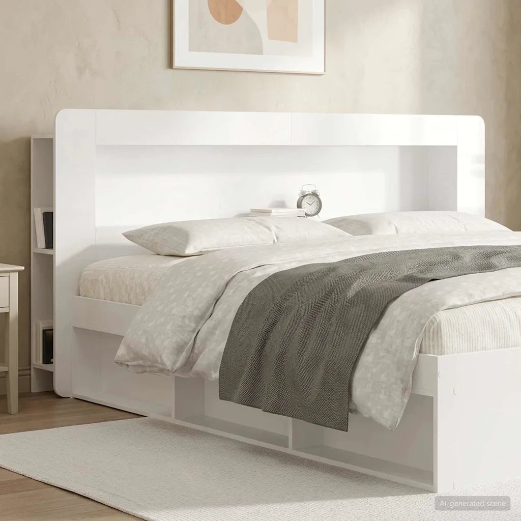 Testata del letto Bianco Lucido Legno ingegnerizzato