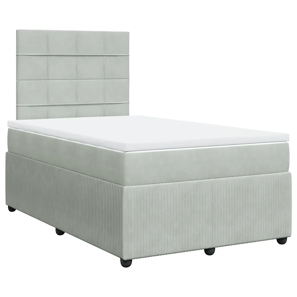Giroletto a Molle con Materasso Grigio Chiaro 120x190cm Velluto