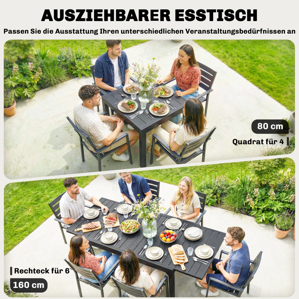 Tavolo da pranzo allungabile rettangolare ¨C Zephmum ¨C Grigio 80/160x80 cm