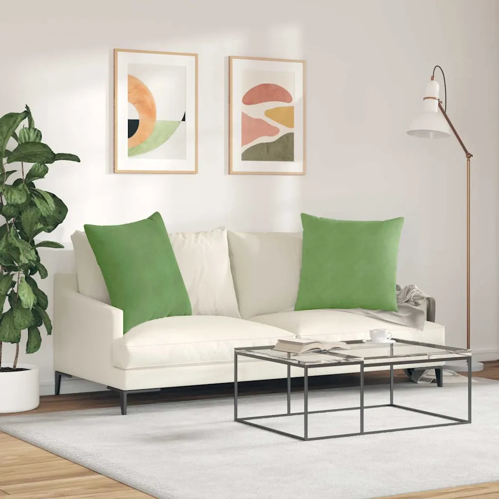 Cuscini da Divano 2 pz | Cuscini per sedie Verde chiaro 80 x 80 cm