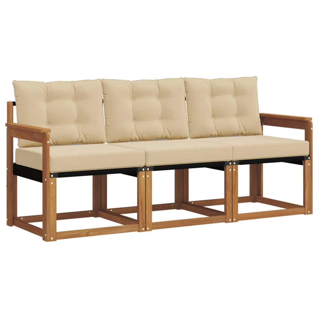 Set di divani da esterno con cuscino 3 pcs Naturale e Beige