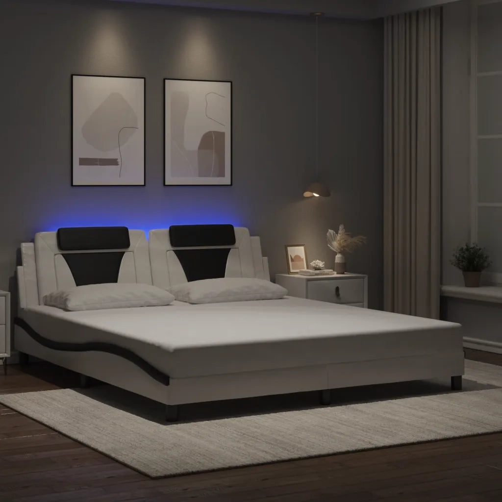 Giroletto Viana con LED senza Materasso Bianco e Nero 180x200 cm 3214042