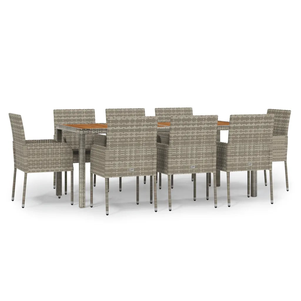 Set da Pranzo da Giardino 9 pz con Cuscini in Polyrattan Grigiocod mxl 76463