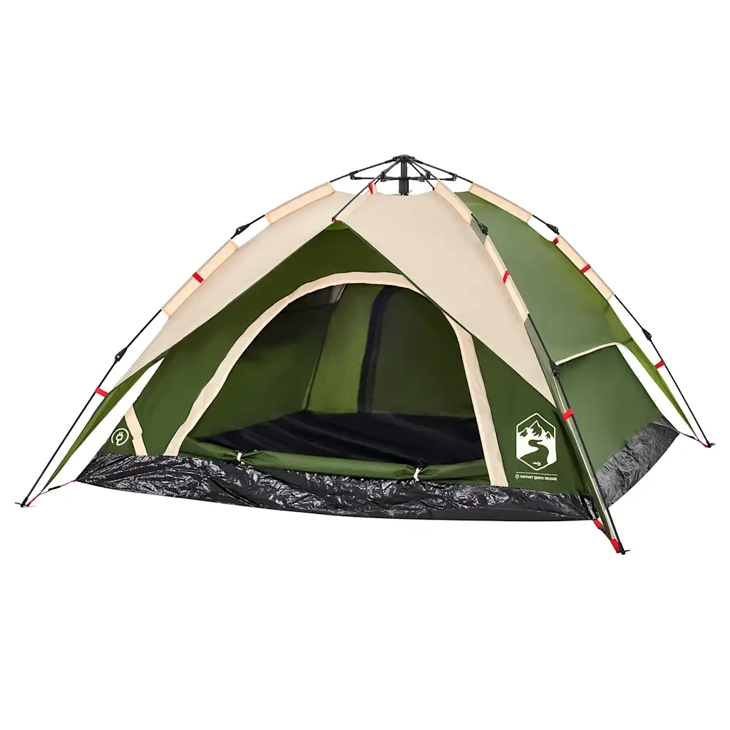 Tenda a Cupola da Campeggio 4 Persone Verde a Rilascio Rapido 4004181