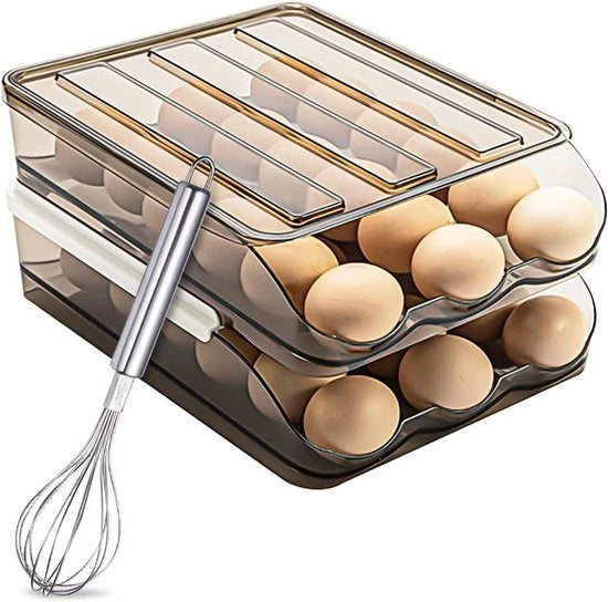 Organizzatore a 2 livelli per contenitori da frigorifero - 36 fori, ripiegabile, contenitore di conservazione fresca, box di carico riutilizzabile