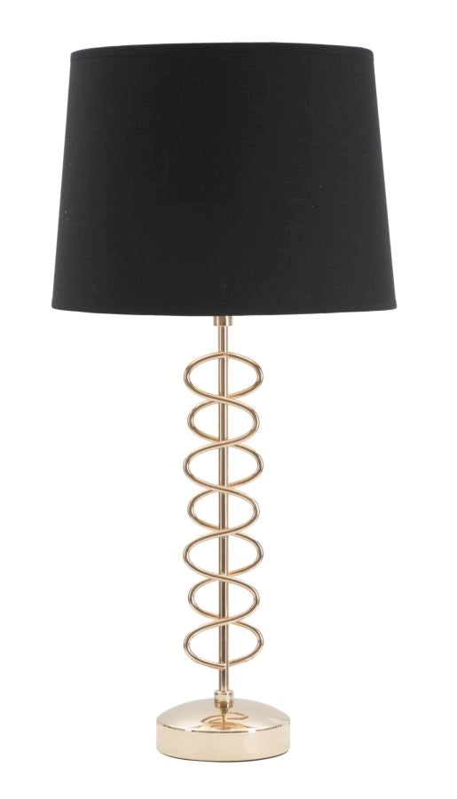 Lampada da tavolo, scrivania in metallo oro e tessuto nero 30x61,5cm Spiraly