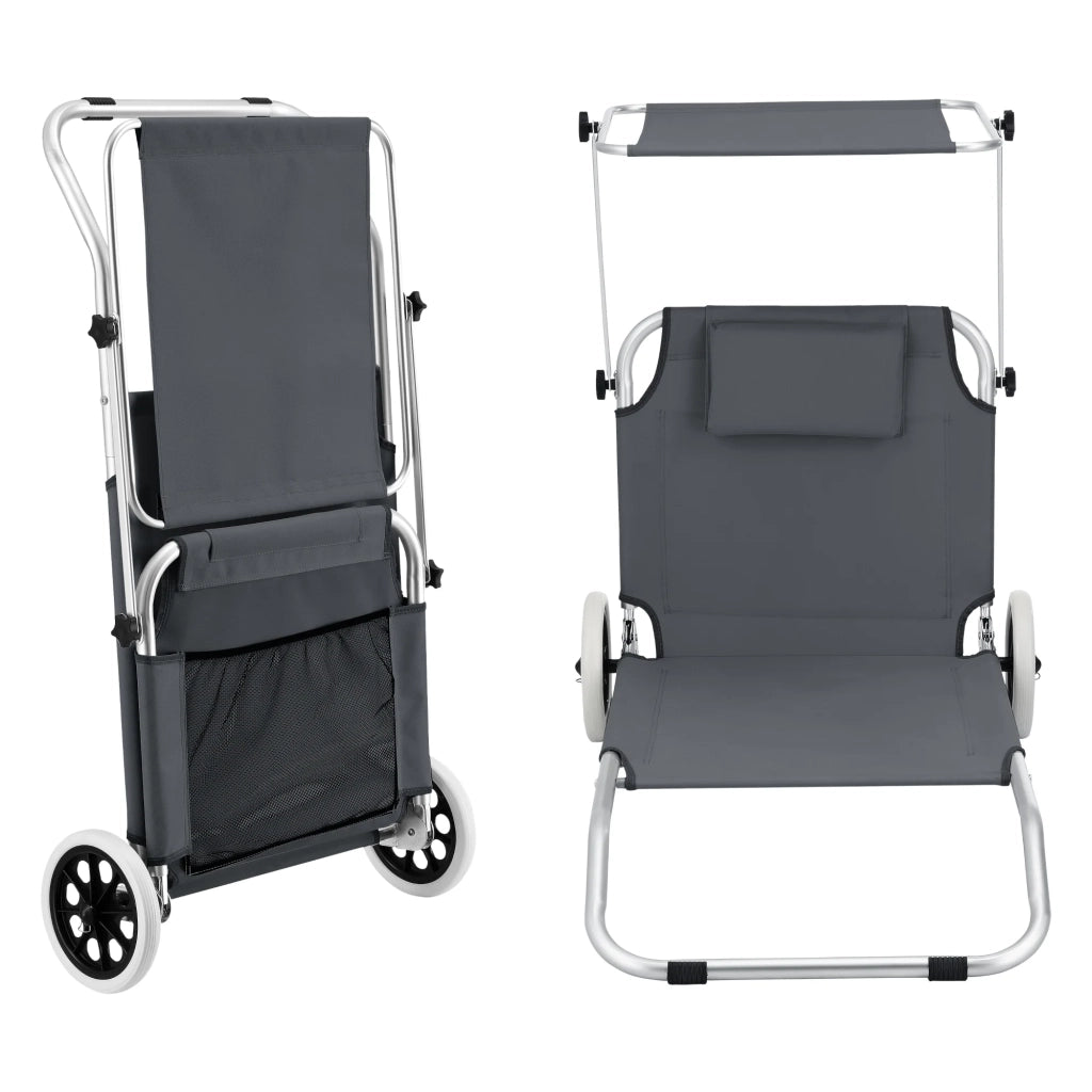 Lettino prendisole Lazkano con ruote alluminio poliestere argento opaco grigio scuro 03_0006421