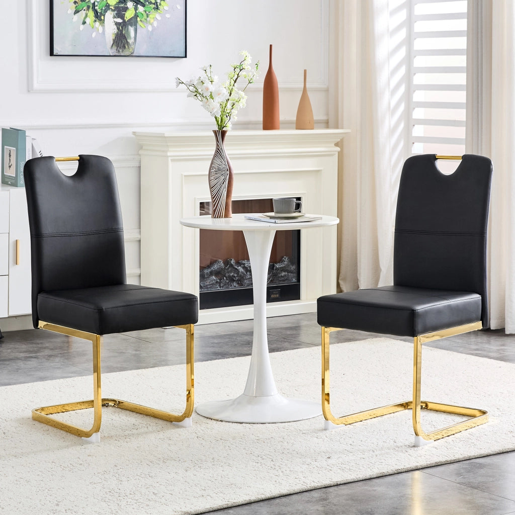 Sedia da Pranzo con Schienale Ergonomico e Piedini Antiscivolo, in PU, Nero
