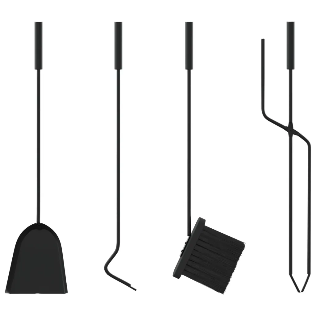 Set di attrezzi per camino 5 pezzi 23x15x66 cm in acciaio 156374