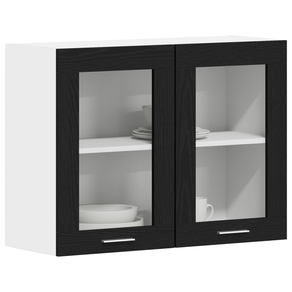 Armadio a muro in vetro nero in rovere 80x31x60 cm realizzato in legno ingegnerizzato