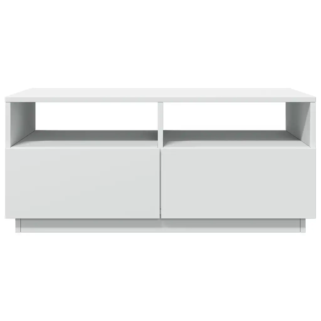 Tavolino da salotto | Tavolino da caff¨¨ | Tavolino da Soggiorno con Luci LED Bianco 90x49x40 cm