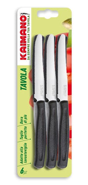 Set 6 Coltelli da Tavola Cucina Kaimano Nero Fiskars