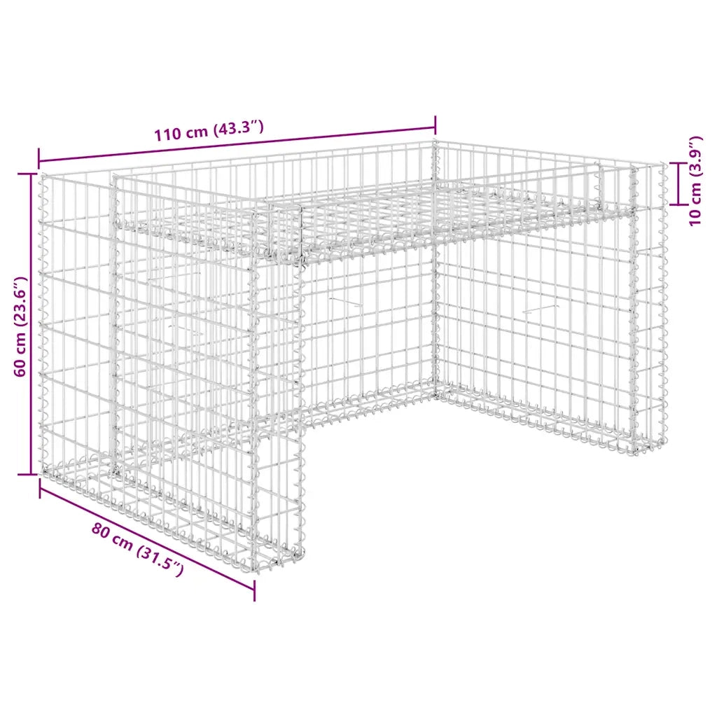 Casetta Rasaerba con Fioriera Rialzata-Supporto per Vaso 110x80x60cm Filo Acciaio