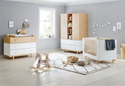 Set di Culla per Neonato - Culla, Comodino, Armadio - Convertibile, Stilistico - Dimensioni: culla 144x78x90cm, comodino 126x78x99cm, armadio 126x57x190cm
