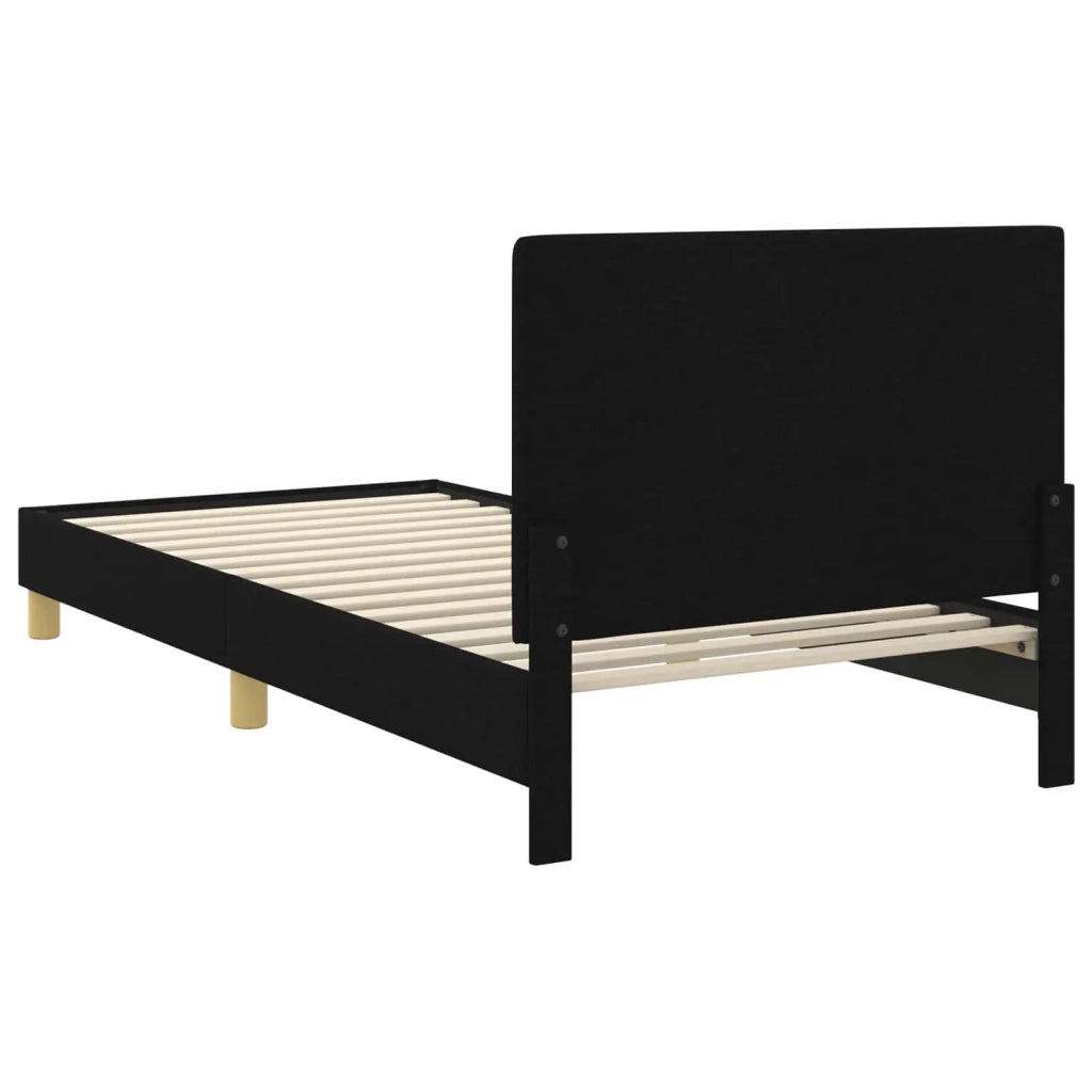 Struttura letto Bambini | Letto Infantile | Lettino con testata Nero 90 x 200 cm Tessuto