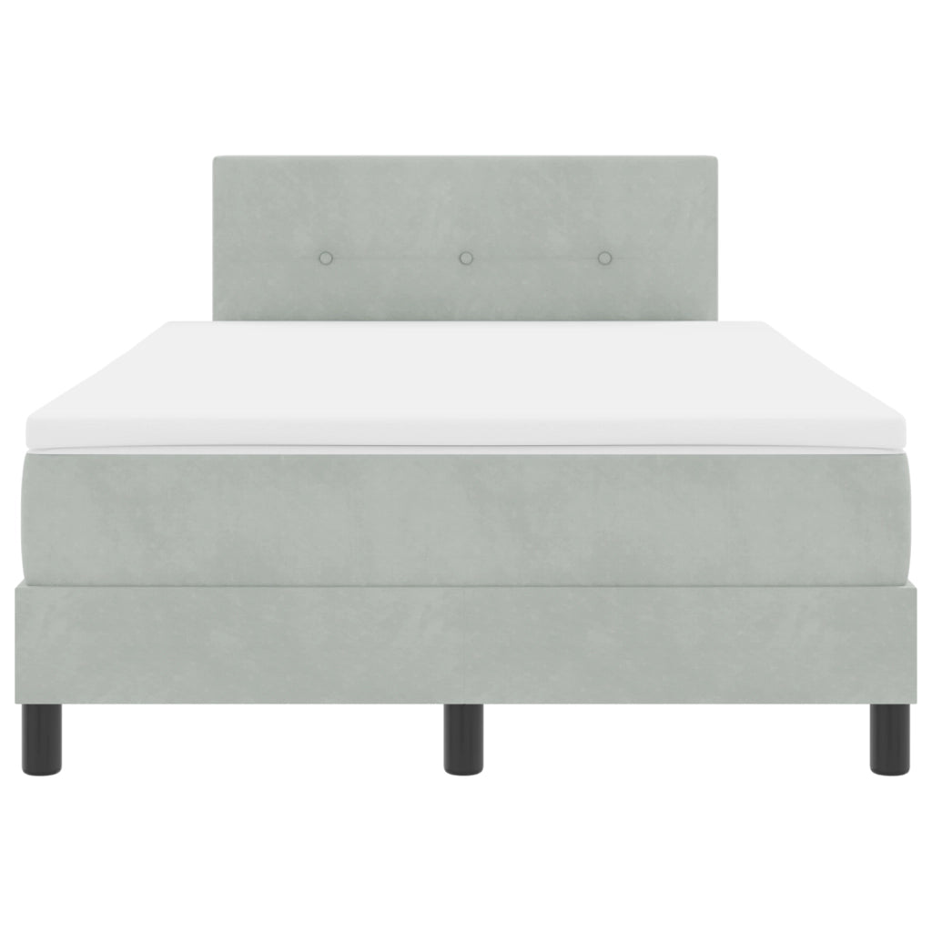 Letto a Box Spring con Materasso e LED Grigio Chiaro 120x190 cm Velluto