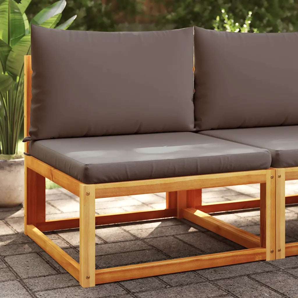 Divano da giardino senza braccioli con cuscini in legno di acacia e rattan 4008173