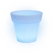 Vaso luminoso moderno di design Ø80 H70 in polimero resistente con LED blu per interno ed esterno - Made in Italy - Monacis