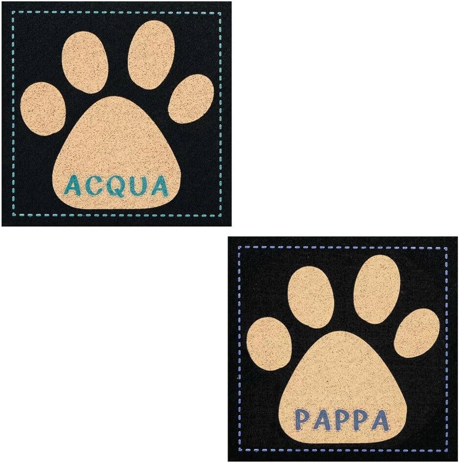 Coppia Tappetini SottoCiotola Gomma Sostenibile Antiscivolo Cane Gatto Quadrati