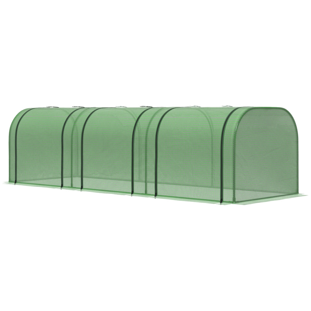 Serra da Giardino a Tunnel in Acciaio e Plastica PP con Porte Avvolgibili, 295x100x80 cm, Verde