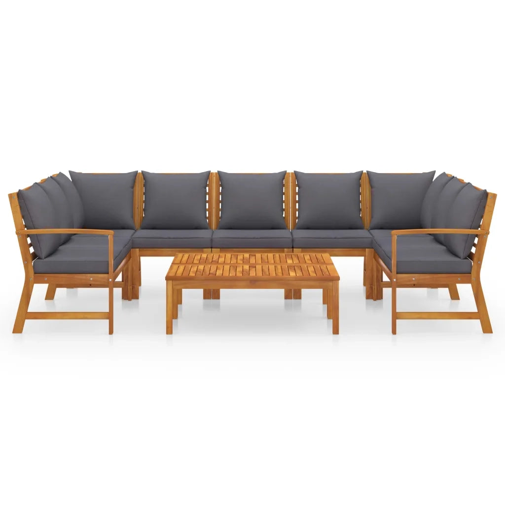 Set Divani da Giardino 9 pz con Cuscini in Massello di Acacia cod mxl 48155
