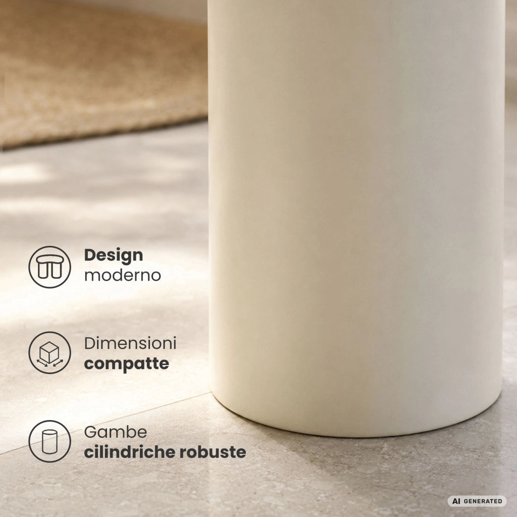 Tavolino da salotto rotondo MONO 30 cm crema con base cilindrica
