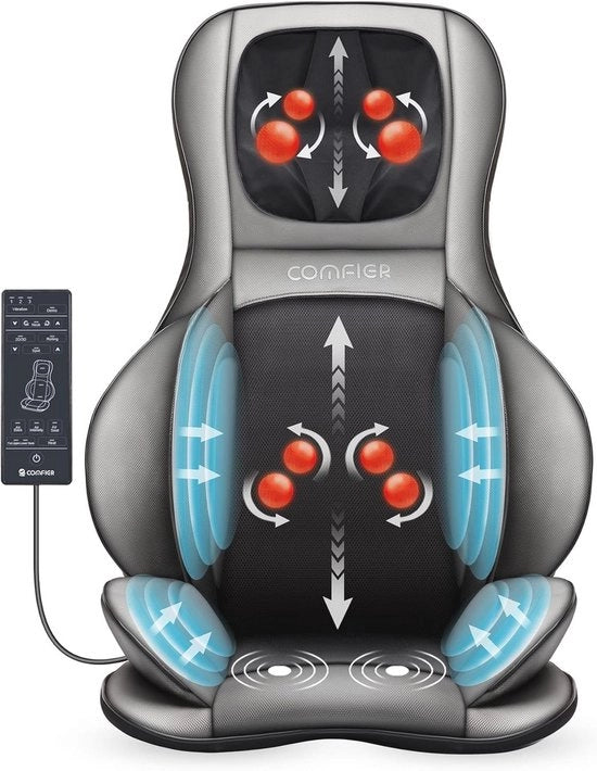 Cuscino di Massaggio Shiatsu per Schiena e Collo con Calore e Compressione d'Aria – 2D/3D Massaggio a Frollatura per Totale Relaxamento