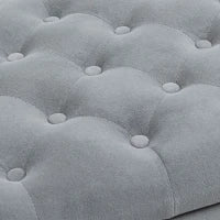 Panca Fondo Letto in Tessuto Vellutato con Spazio Portaoggetti e Braccioli, 126x48.5x57 cm, Grigio