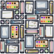 Organizzatore di trucco - 25 Pacchi Organizzatore di carica - 4 Dimensioni - Organizzatore di ufficio - Multifunzionale - Grigio
