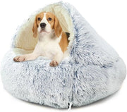 Letto per cani con cappuccio e supporti - Cuscino per animali domestici pelosi per piccoli animali domestici - Copertura rimovibile e lavabile - Materiale super soffice e lavabile - Numero di brevetto: