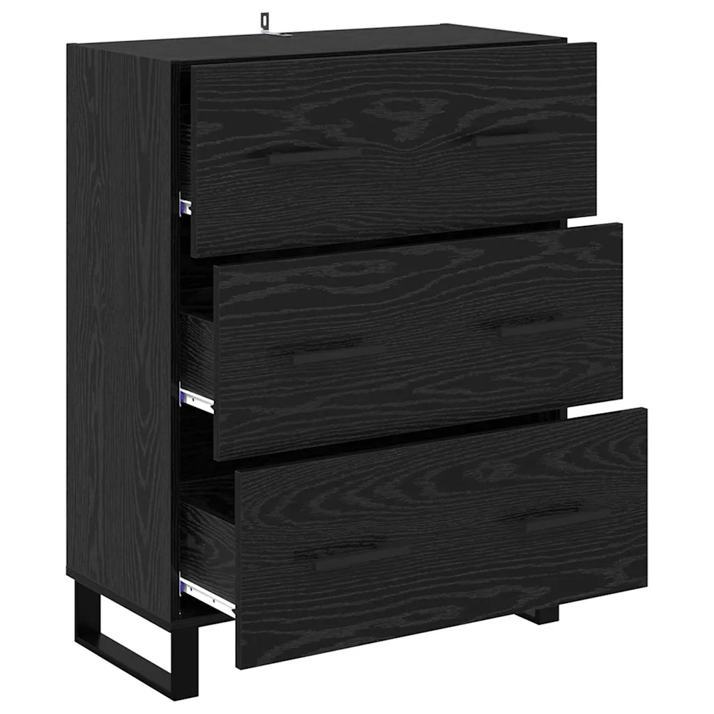 Credenza con Cassetto-Buffet-Armadio da cucina Rovere Nero 69,5 x 34 x 90 cm 353282